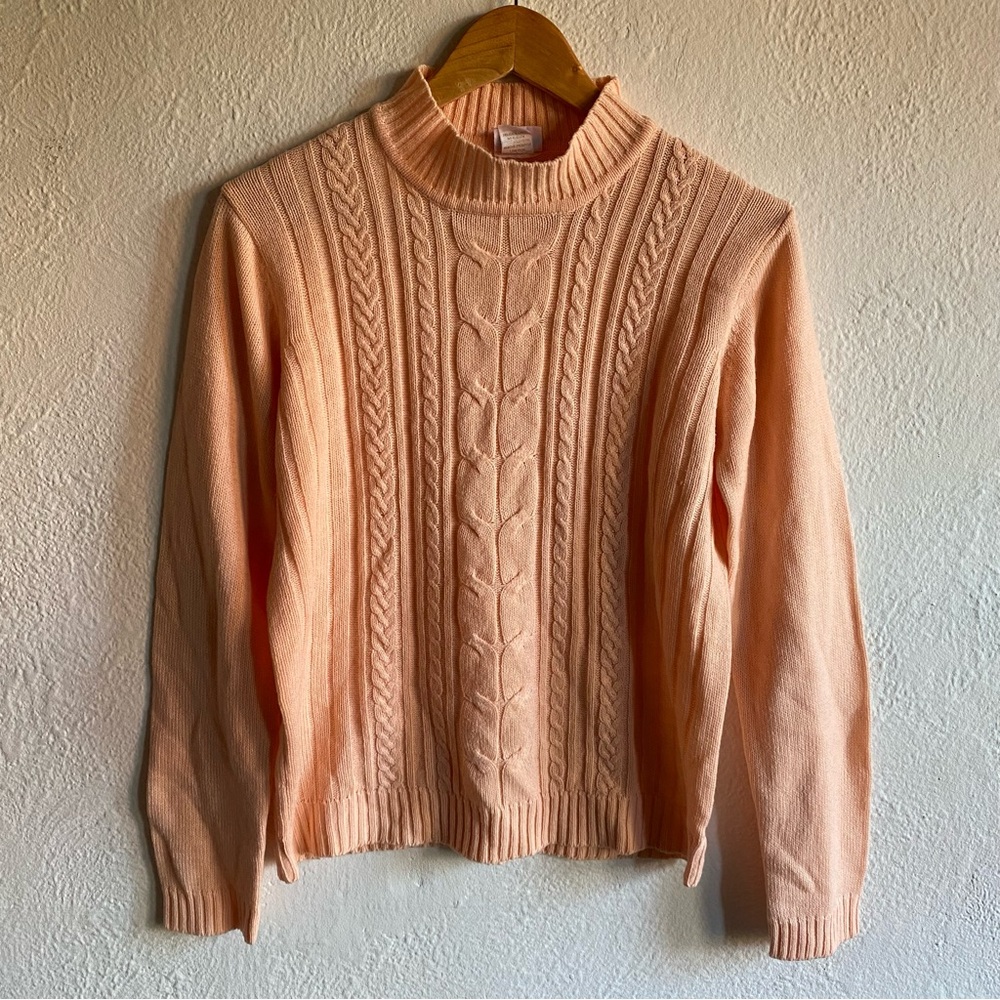 Peach Cable Knit Women's Sweater